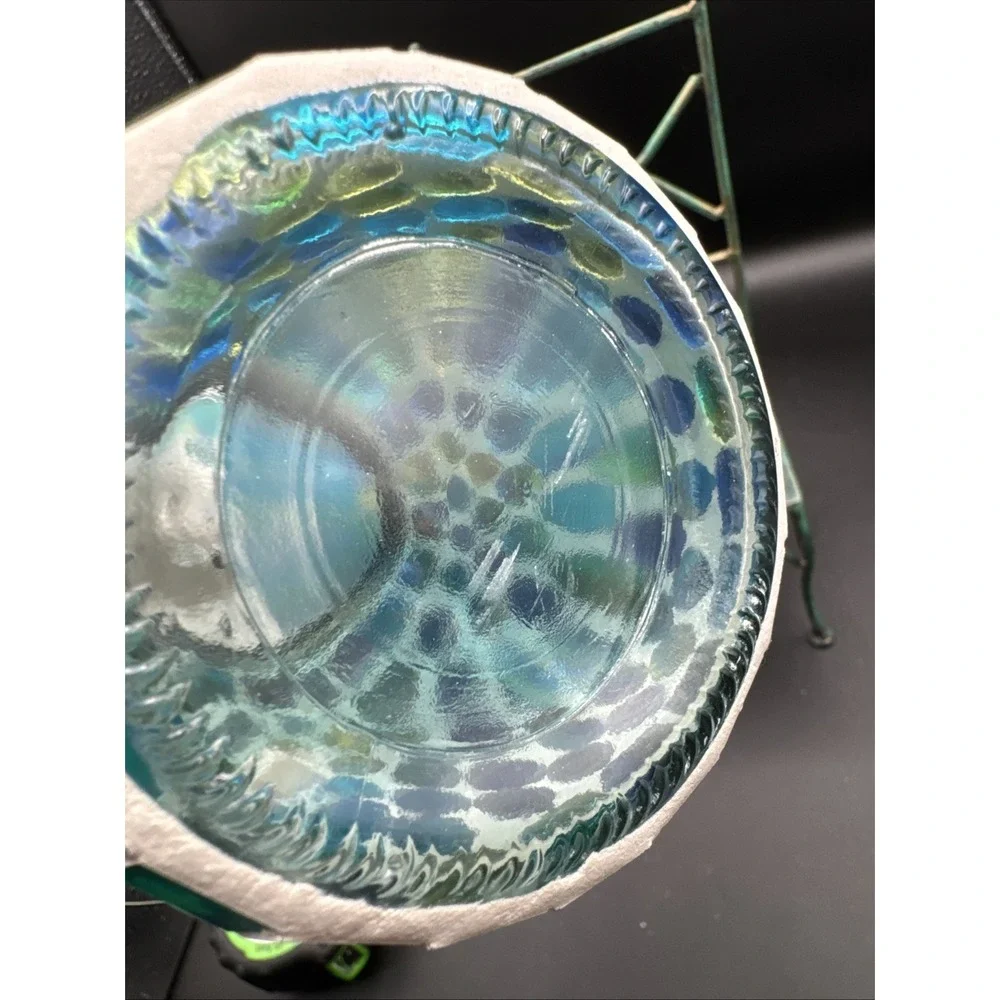 Solar Powered LED Light  Mason Glass Jar Mosaic Green Blue Coastal Cottagecore